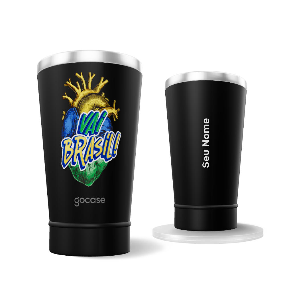 Copo Térmico Cerveja + Ebook - Vai Brasil Coração