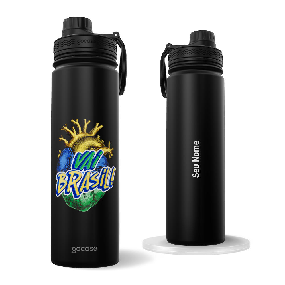 Garrafa Térmica Fresh + Ebook - Vai Brasil Coração