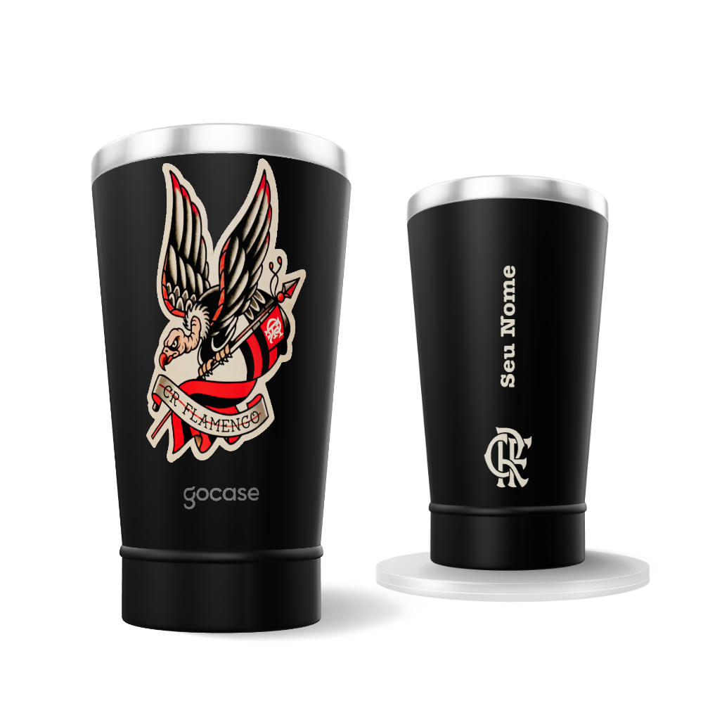 Copo Térmico Cerveja + Ebook - Flamengo - Stickers Oldschool - Urubu