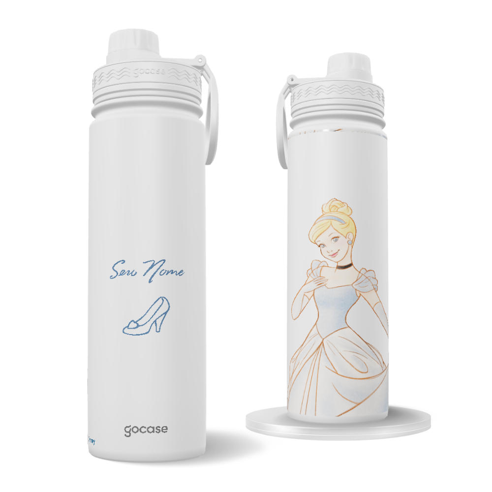Garrafa Térmica Fresh + Ebook - Princesas - Cinderela em Aquarela