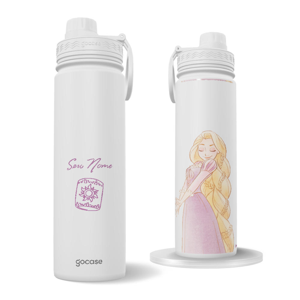 Garrafa Térmica Fresh + Ebook - Princesas - Rapunzel em Aquarela