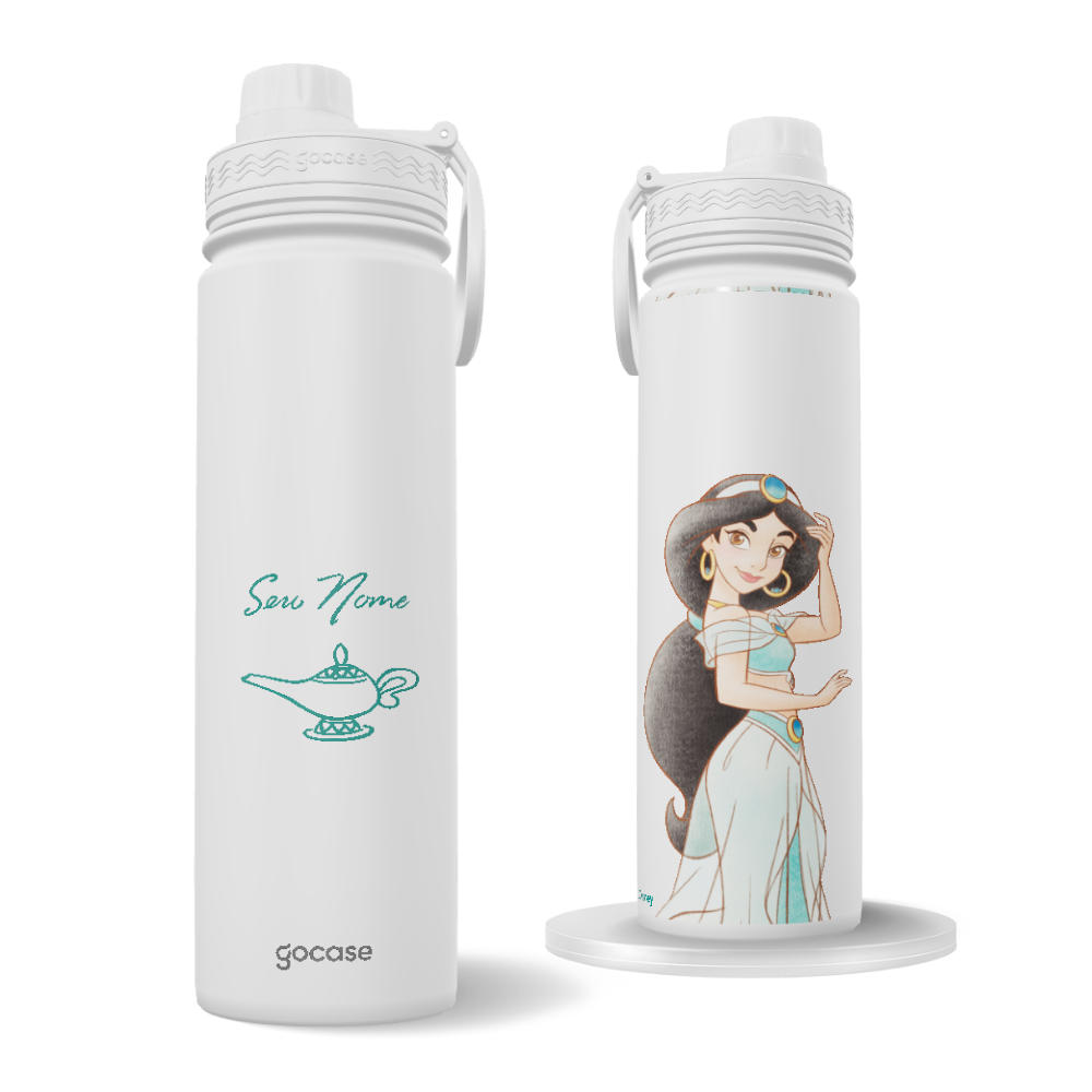 Garrafa Térmica Fresh + Ebook - Princesas - Jasmine em Aquarela