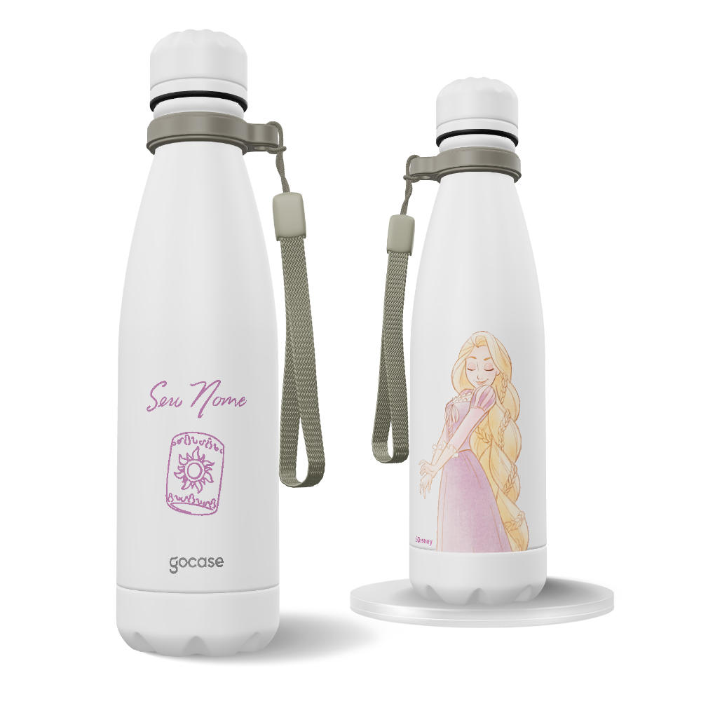 Garrafa Térmica Urban + Ebook - Princesas - Rapunzel em Aquarela