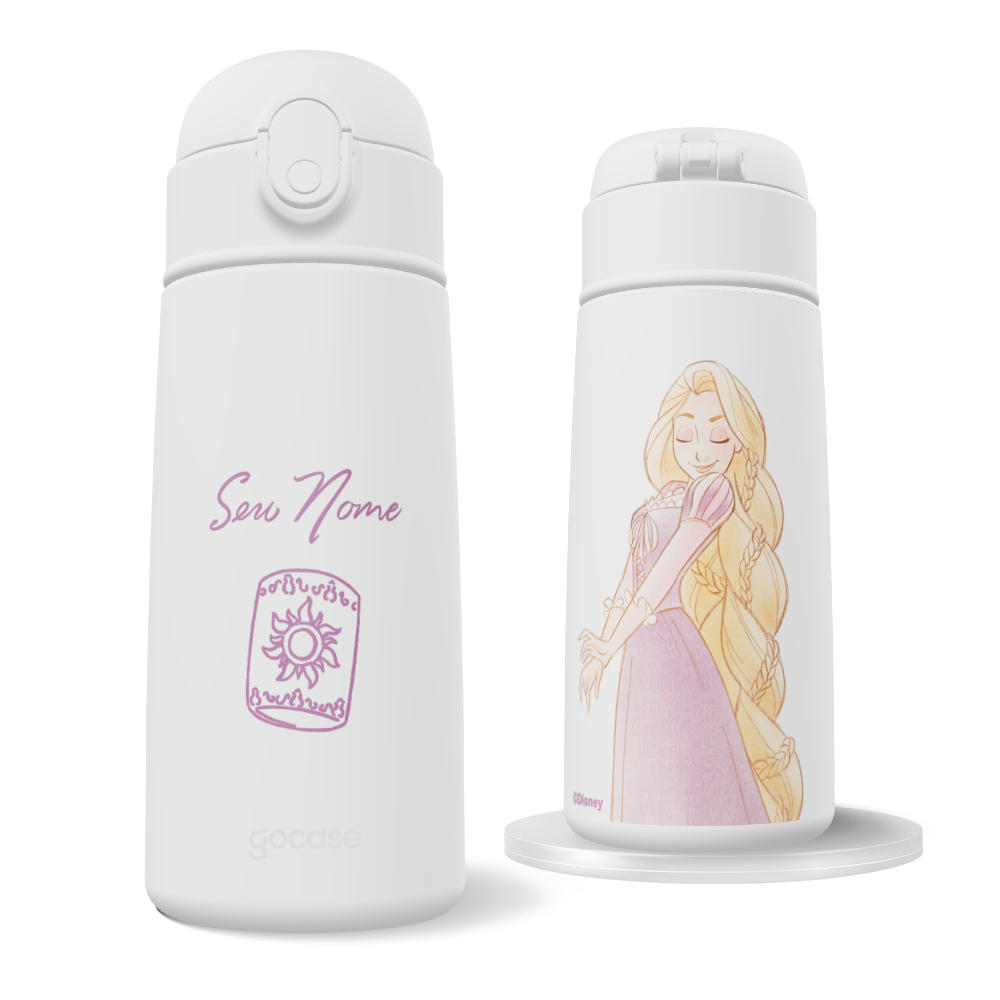 Garrafa Térmica Fun + Ebook - Princesas - Rapunzel em Aquarela