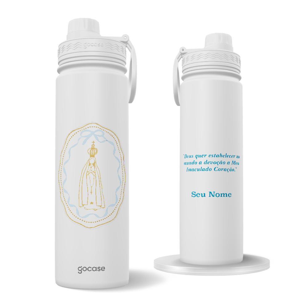 Garrafa Térmica Fresh + Ebook - Nossa Senhora de Fátima - Luz Sagrada