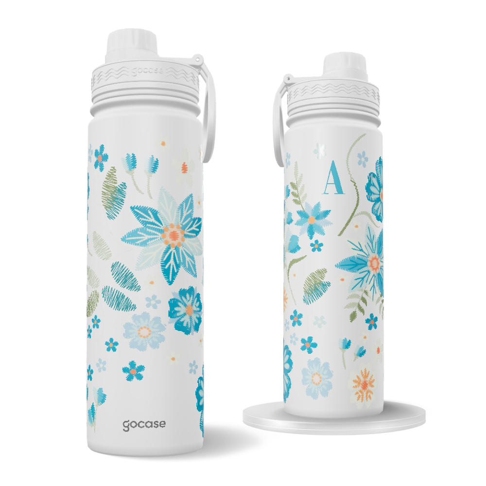 Garrafa Térmica Fresh + Ebook - Flores Bordadas