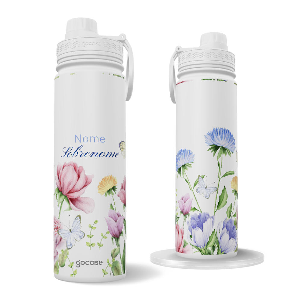 Garrafa Térmica Fresh + Ebook - Encanto Floral