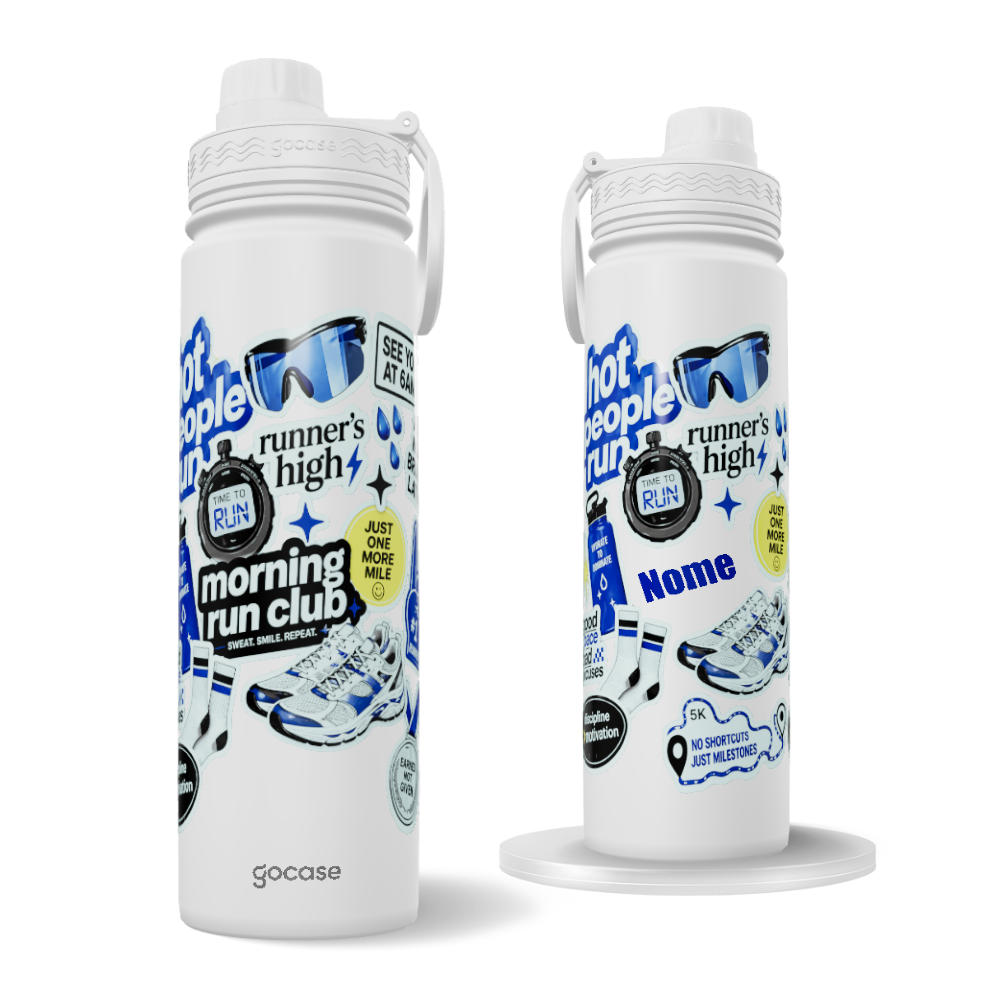 Garrafa Térmica Fresh + Ebook - Moorning Run Club Stickers