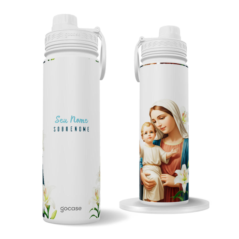 Garrafa Térmica Fresh + Ebook - Virgem Maria - Campo de Lírios