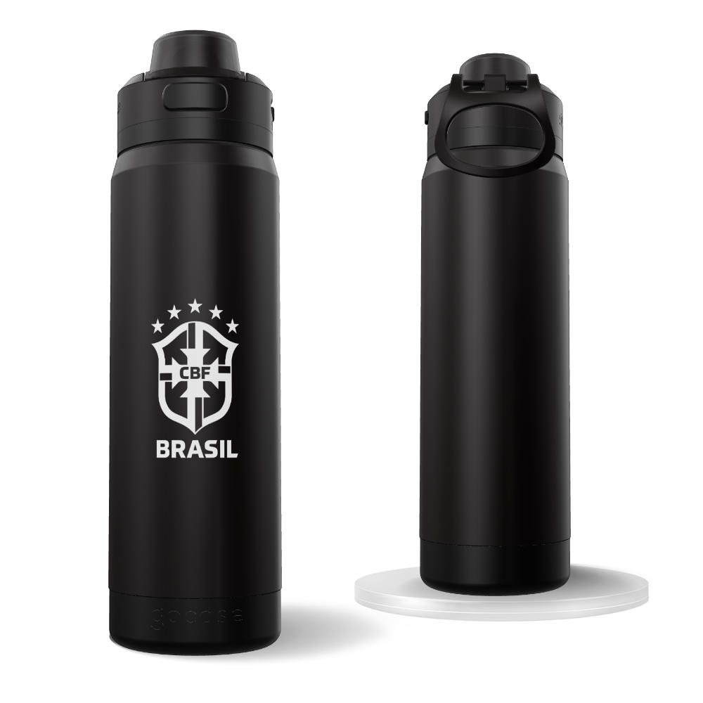 Garrafa Térmica Flip Pro + Ebook - CBF - Escudo Branco