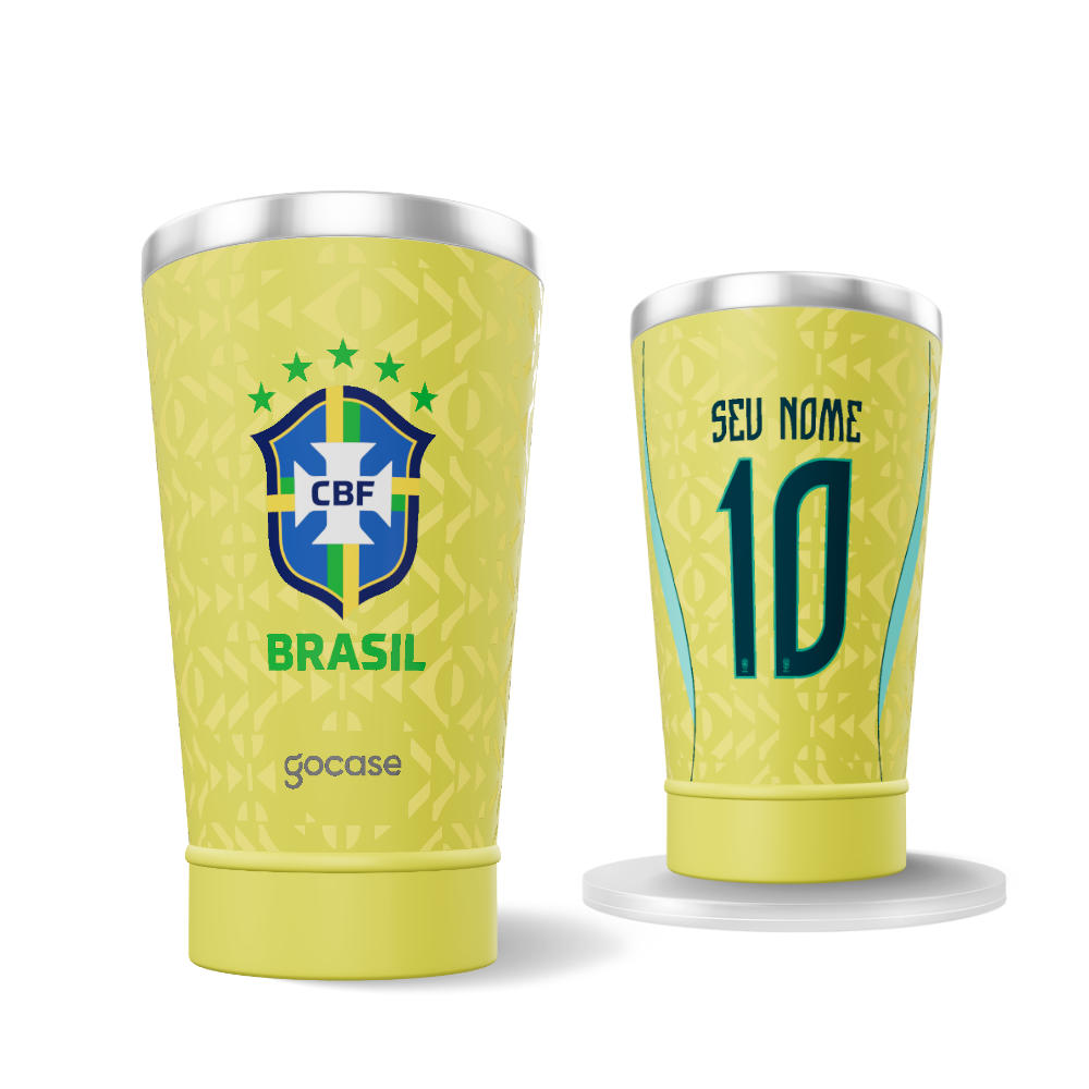 Copo Térmico Cerveja + Ebook - CBF - Uniforme 01 Personalizado