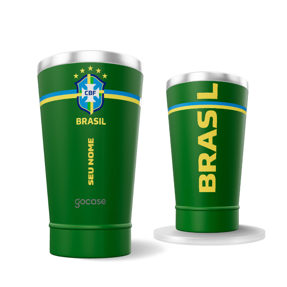 Copo Térmico Cerveja + Ebook - CBF - Brasil Core - Verde