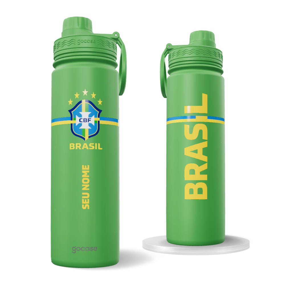 Garrafa Térmica Fresh + Ebook - CBF - Brasil Core - Verde