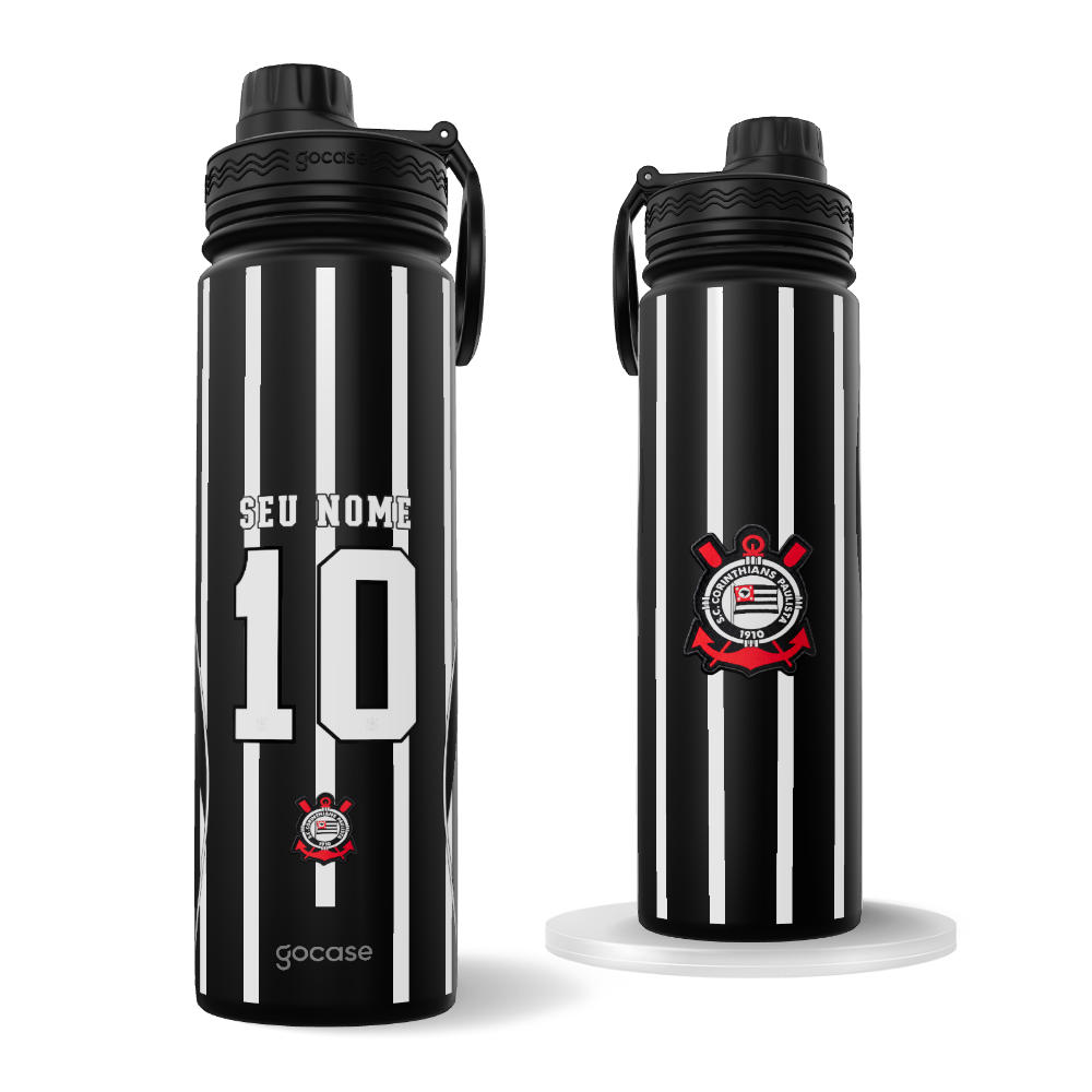 Garrafa Térmica Fresh + Ebook - Corinthians - Uniforme 2 2026 - Personalizado