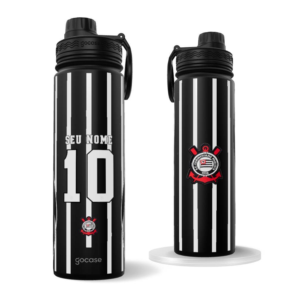 Garrafa Térmica Fresh + Ebook - Corinthians - Uniforme 2 2026 - Personalizado