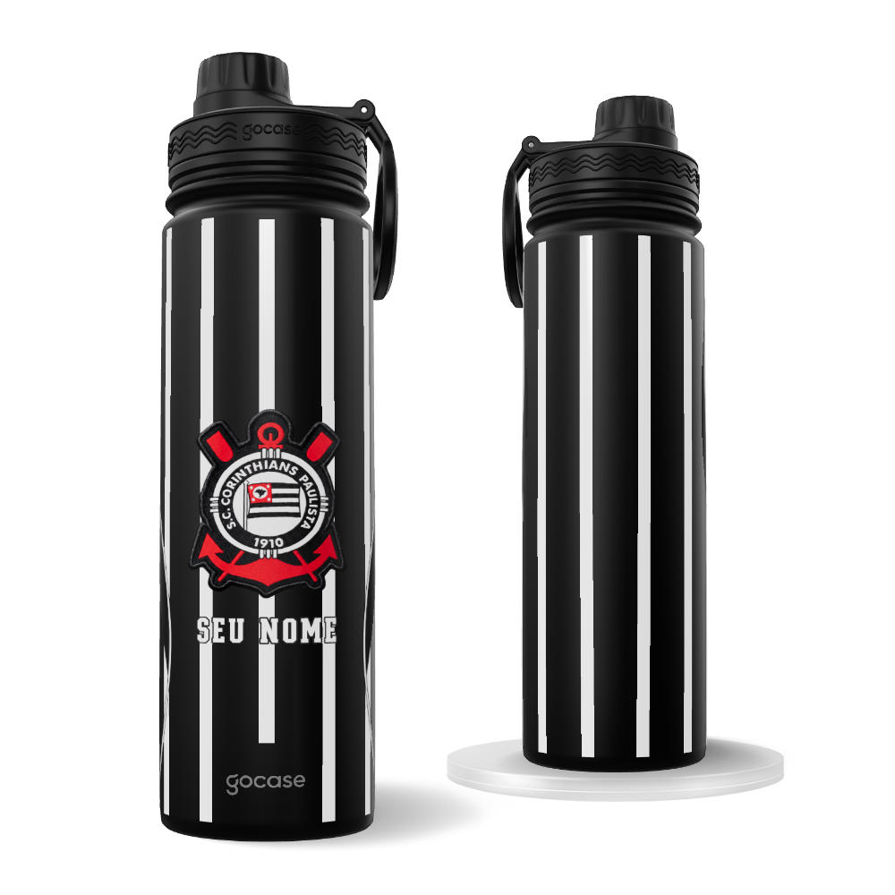 Garrafa Térmica Fresh + Ebook - Corinthians - Uniforme 2 2026 - Escudo