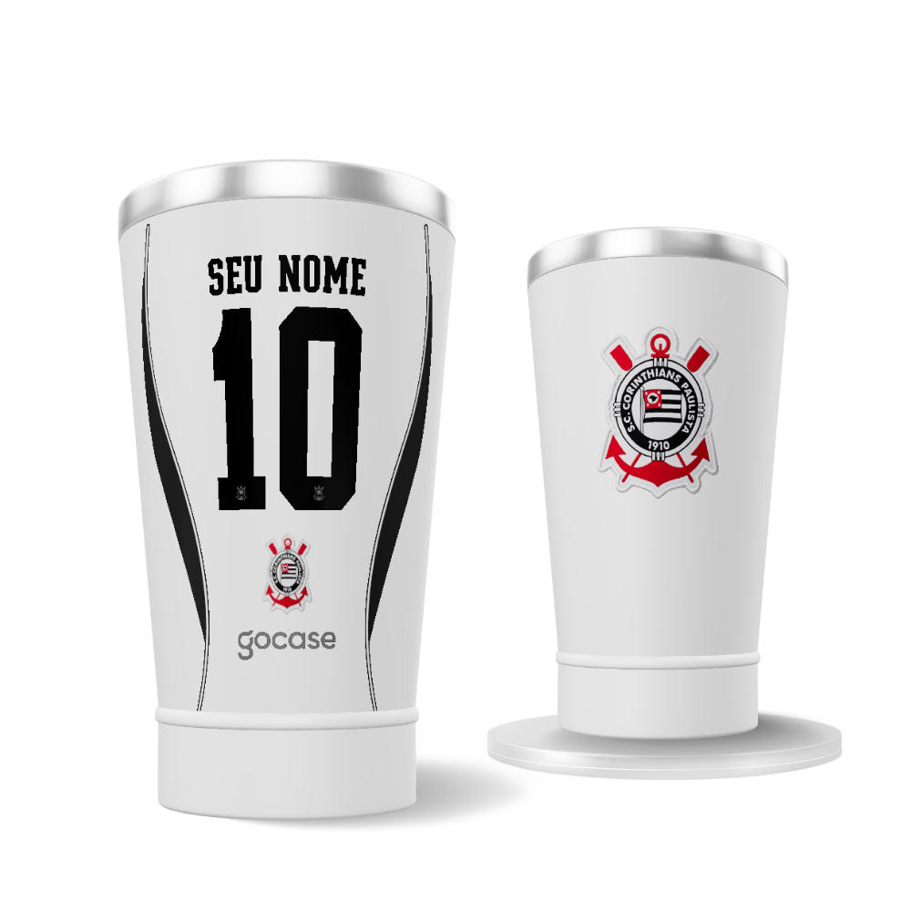 Copo Térmico Cerveja + Ebook - Corinthians - Uniforme 1 2026 - Personalizado