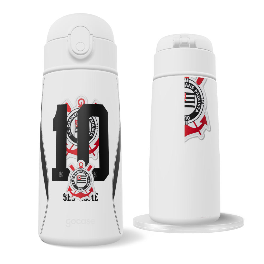 Garrafa Térmica Fun + Ebook - Corinthians - Uniforme 1 2026 - Personalizado