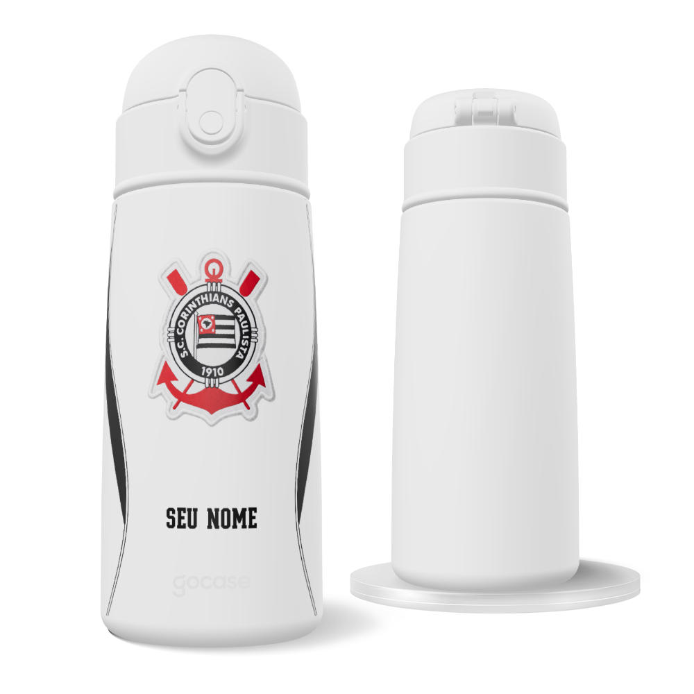 Garrafa Térmica Fun + Ebook - Corinthians - Uniforme 1 2026 - Escudo