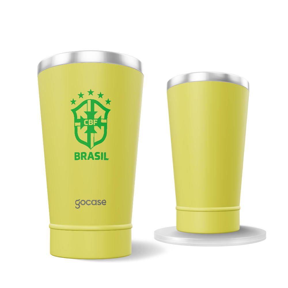 Copo Térmico Cerveja + Ebook - CBF - Escudo Verde