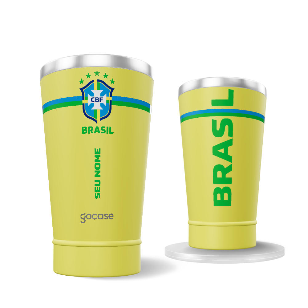 Copo Térmico Cerveja + Ebook - CBF - Brasil Core - Amarelo