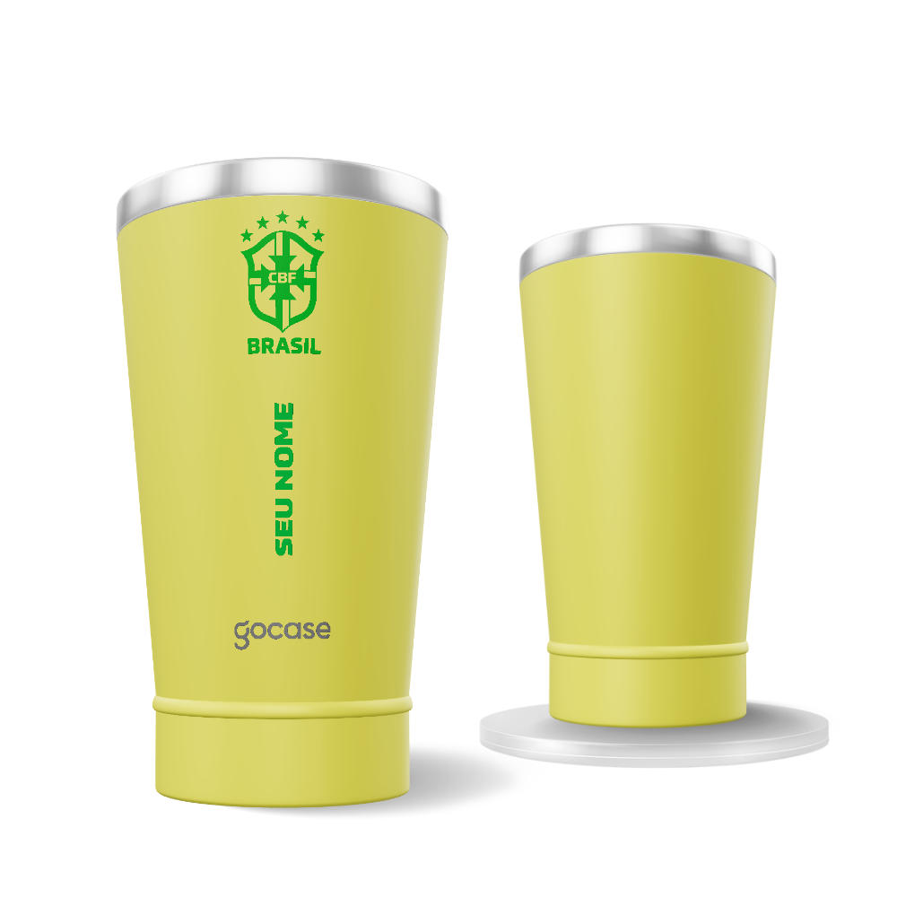 Copo Térmico Cerveja + Ebook - CBF - Escudo Minimalista Verde