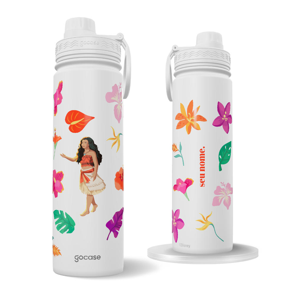 Garrafa Térmica Fresh + Ebook -  Moana Live Action - Jardim Florido