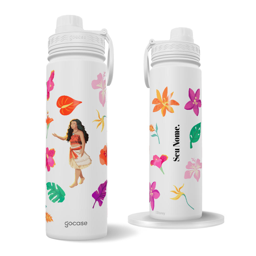 Garrafa Térmica Fresh + Ebook -  Moana Live Action - Jardim Florido