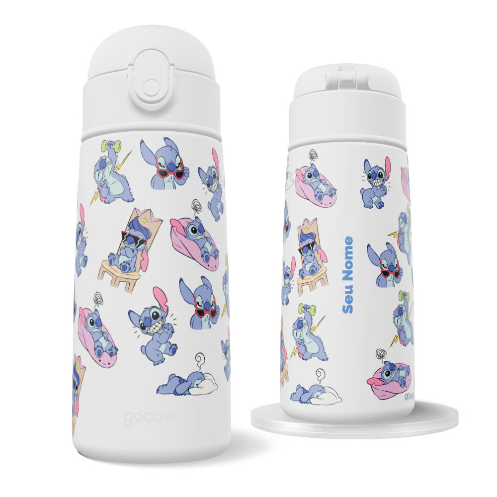 Garrafa Térmica Fun + Ebook - Lilo & Stitch - Funny Poses Pattern