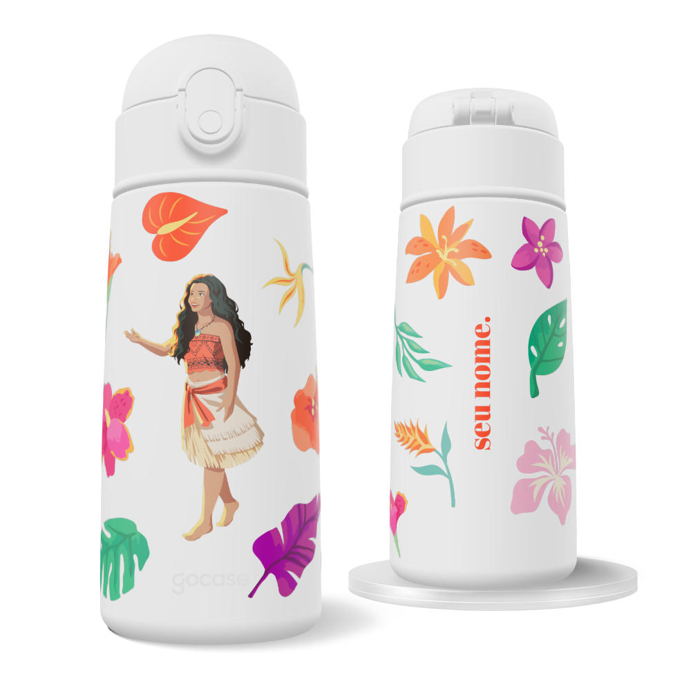 Garrafa Térmica Fun + Ebook -  Moana Live Action - Jardim Florido