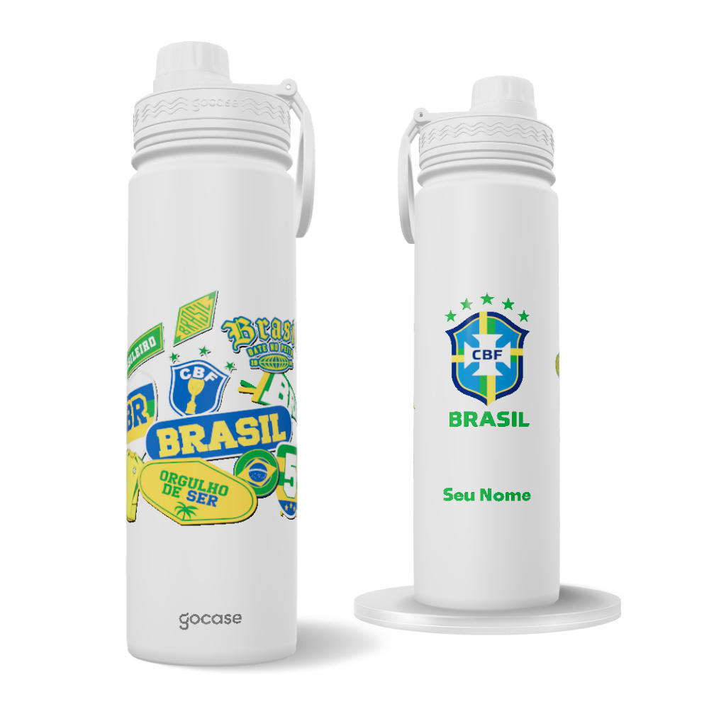 Garrafa Térmica Fresh + Ebook - CBF - Selos Brasil