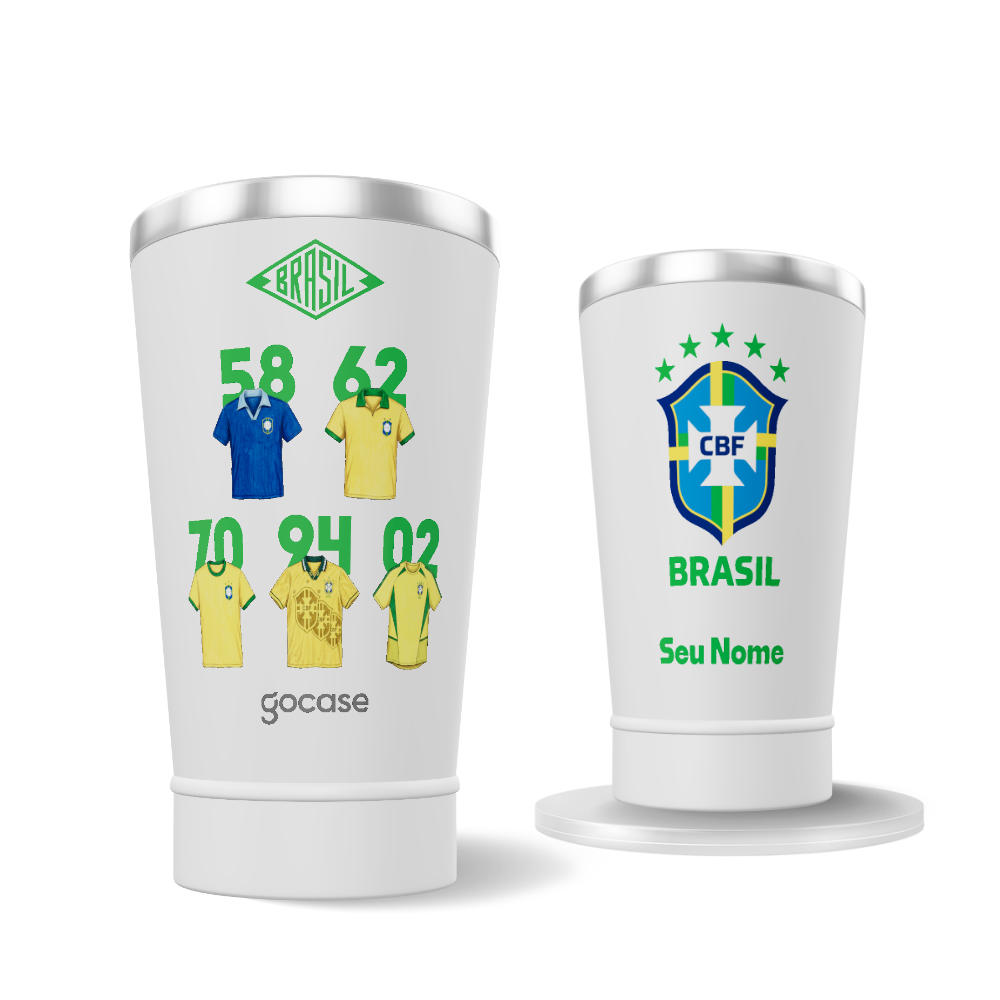 Copo Térmico Cerveja + Ebook - CBF - Camisas 5 títulos