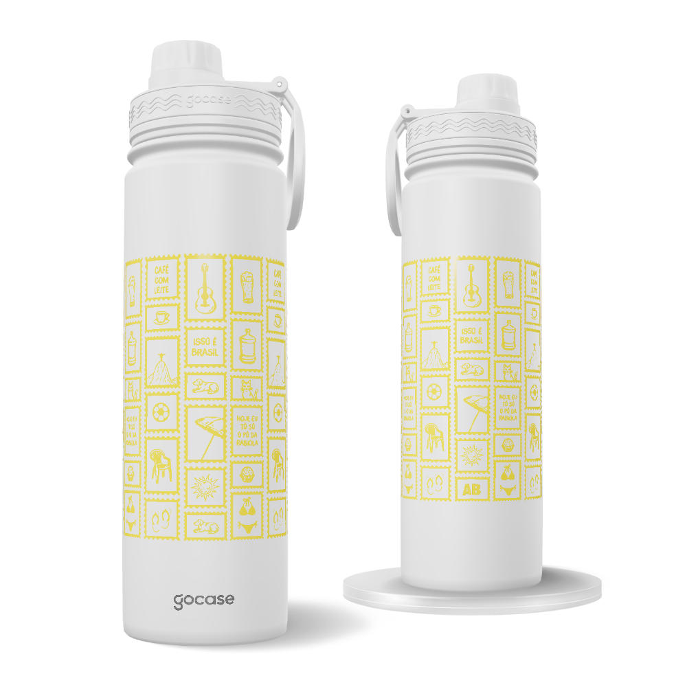 Garrafa Térmica Fresh - Selos Brasilidade Amarelo
