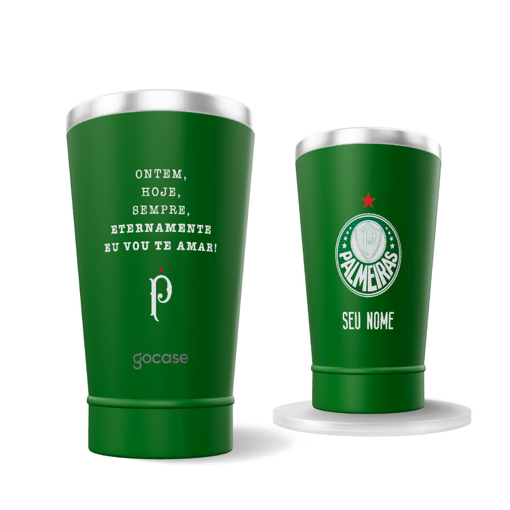 Copo Térmico Cerveja + Ebook - Palmeiras - Eternamente vou te amar