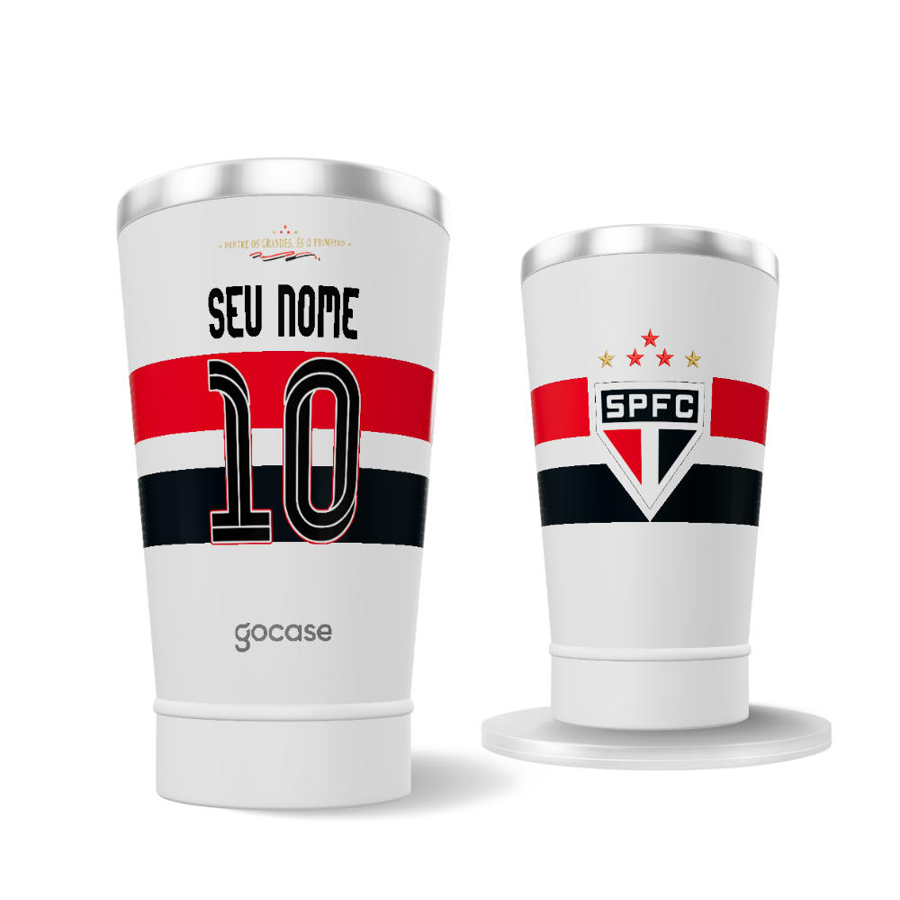 Copo Térmico Cerveja + Ebook - São Paulo - Uniforme 1 2026 Personalizado
