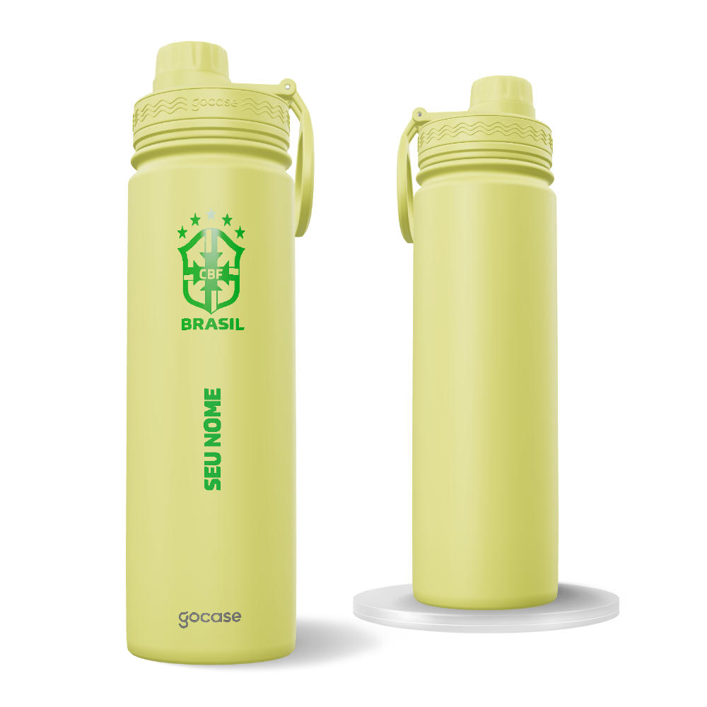 Garrafa Térmica Fresh + Ebook - CBF - Escudo Minimalista Verde