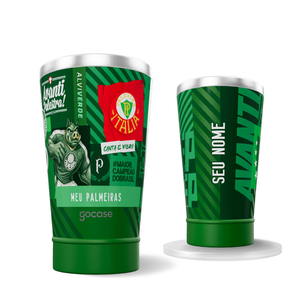 Copo Térmico Cerveja + Ebook - Palmeiras - Pattern Alviverde