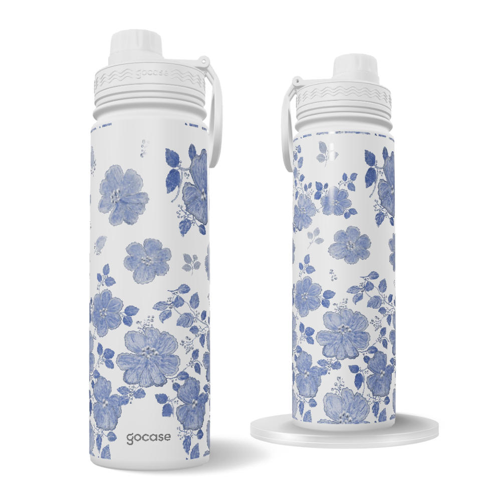 Garrafa Térmica Fresh + Ebook - Floral Bordado Pérola
