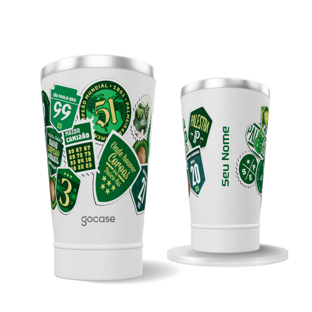 Copo Térmico Cerveja + Ebook - Palmeiras - Souvenir Stamps