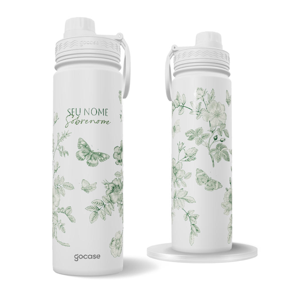 Garrafa Térmica Fresh + Ebook - Floral Line Green