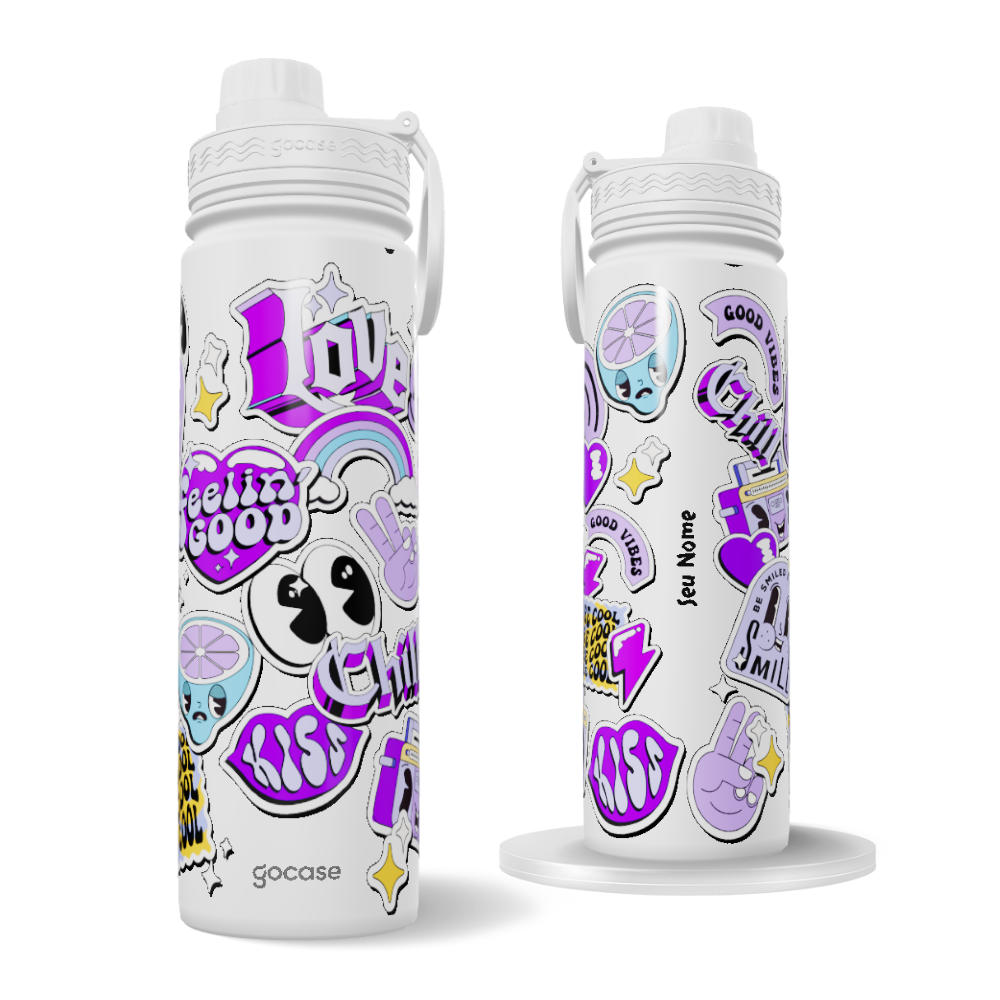 Garrafa Térmica Fresh + Ebook - Purple Vibes Stickers