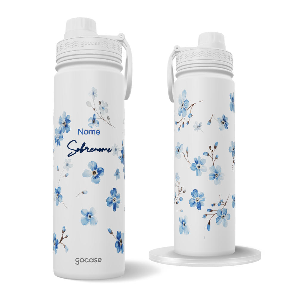 Garrafa Térmica Fresh + Ebook - Blue Mini Flowers