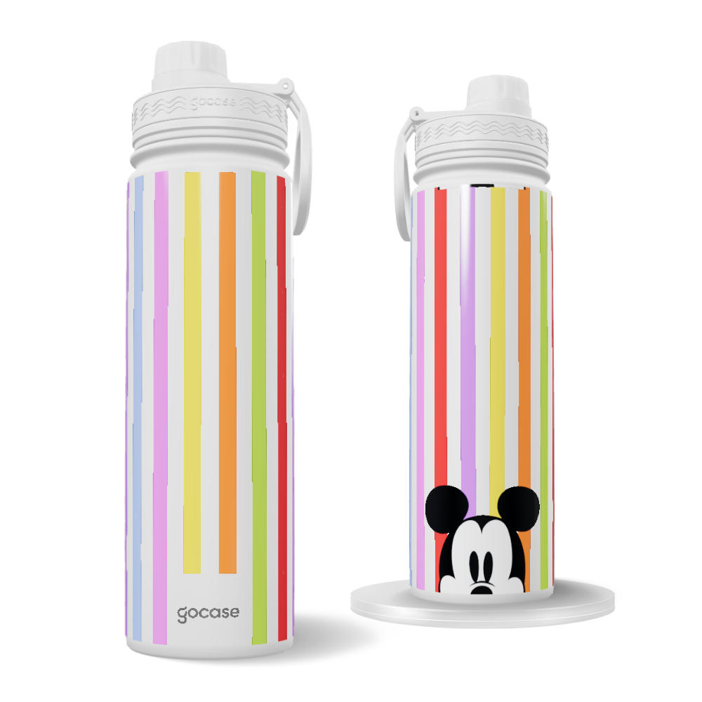 Garrafa Térmica Fresh + Ebook - Mickey Mouse - Listras Groovy