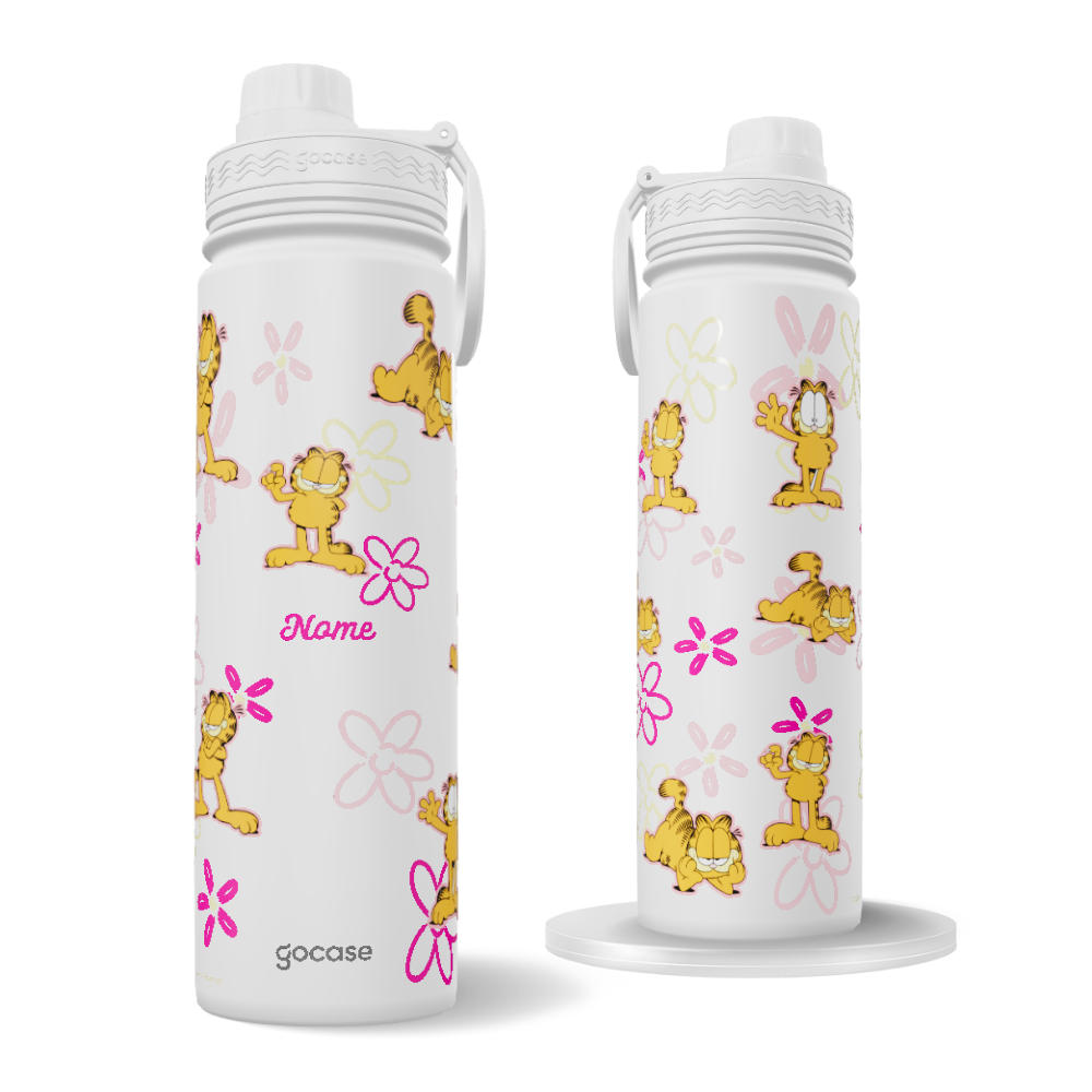 Garrafa Térmica Fresh + Ebook - Garfield Floral Pop