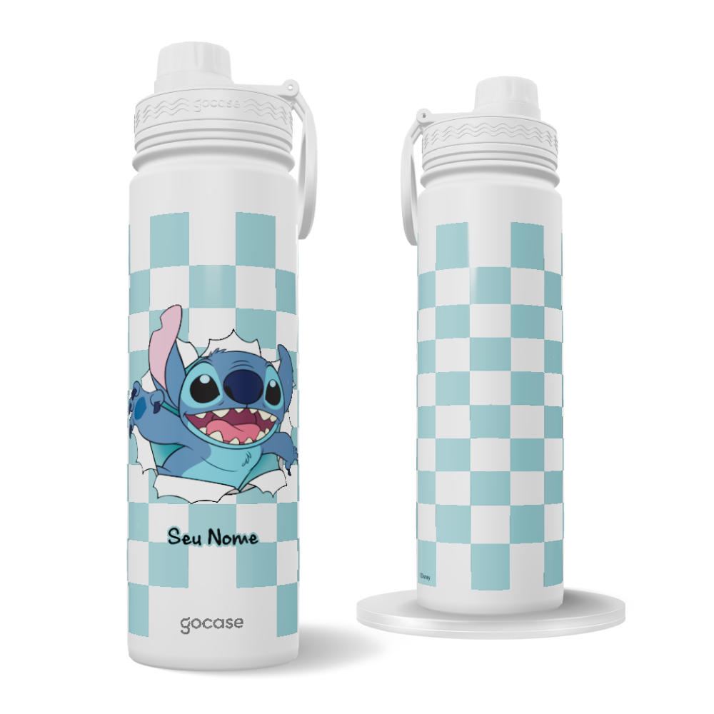 Garrafa Térmica Fresh + Ebook - Lilo e Stitch - Xadrez com Fofura