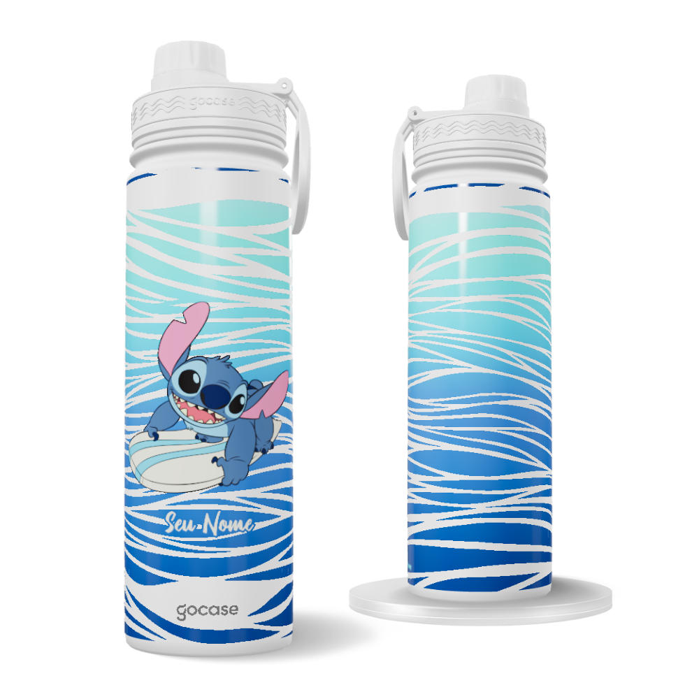 Garrafa Térmica Fresh + Ebook - Lilo & Stitch - Surfando nas Ondas