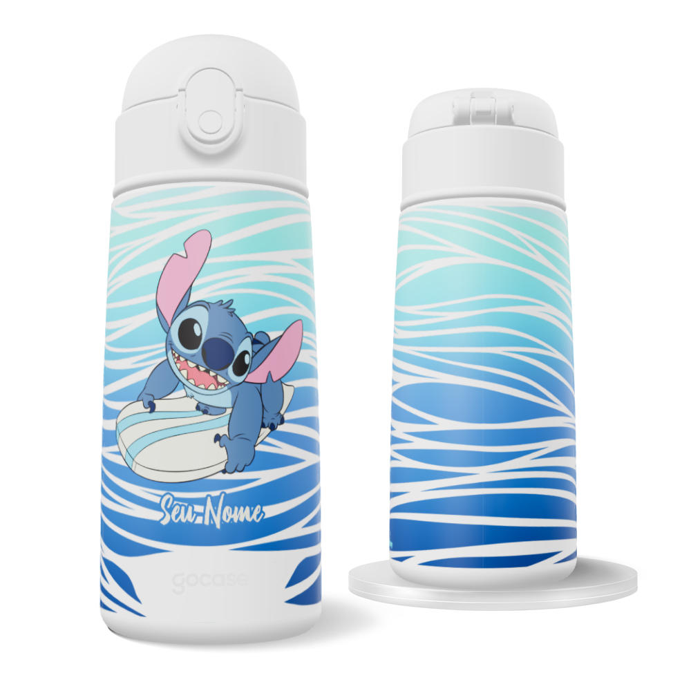Garrafa Térmica Fun + Ebook - Lilo & Stitch - Surfando nas Ondas