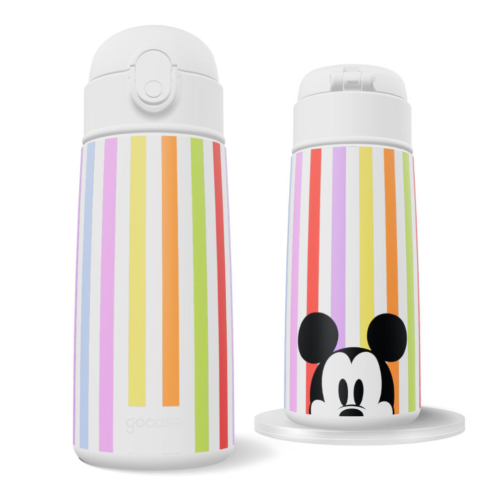 Garrafa Térmica Fun + Ebook - Mickey Mouse - Listras Groovy