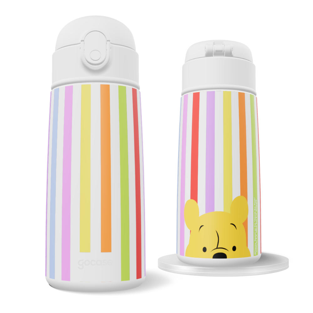 Garrafa Térmica Fun + Ebook - Ursinho Pooh - Listras Groovy