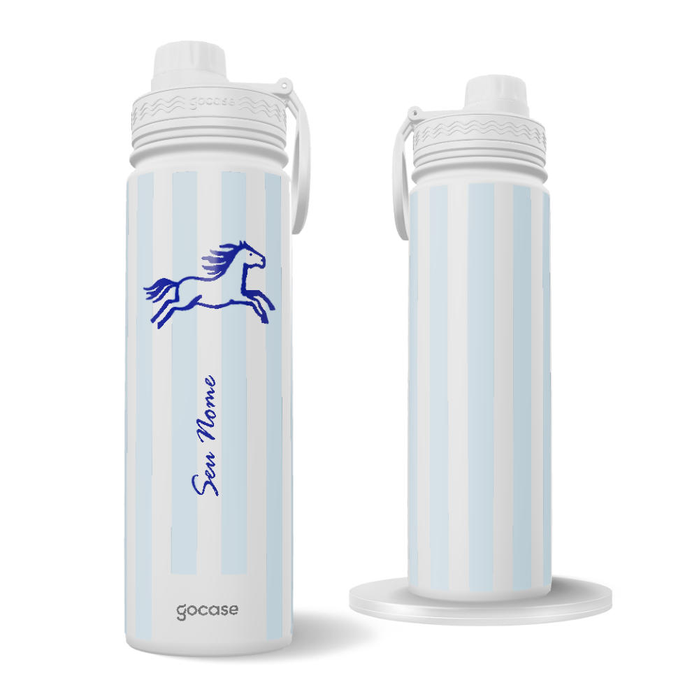 Garrafa Térmica Fresh + Ebook - 	Cavalo Listrado com Nome
